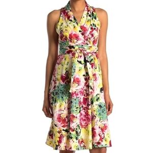 London Times, Floral Halter Neck Dress